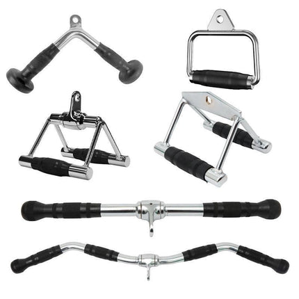 Cable Pulley Attachment Tricep Rope V Grip LAT Pull Down Gym Accessory - Revolving Straight Bar.