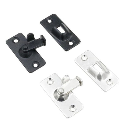 90 Degree Sliding Door Lock Hasp - Stainless Steel Corner Latch - Black-2PCS.