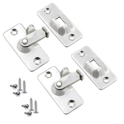 90 Degree Sliding Door Lock Hasp - Stainless Steel Corner Latch - Black-2PCS.