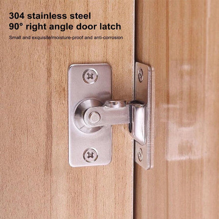 90 Degree Sliding Door Lock Hasp - Stainless Steel Corner Latch - Silver-2PCS.