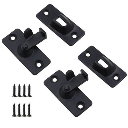 90 Degree Sliding Door Lock Hasp - Stainless Steel Corner Latch - Silver-2PCS.