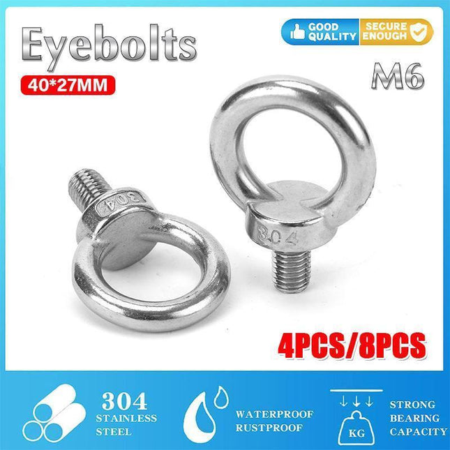 4/8PCS Eye Bolt Tie Down Kit For Rhino Pioneer Platform Roof Rack Fix The 4WD Awning - 4PCS.