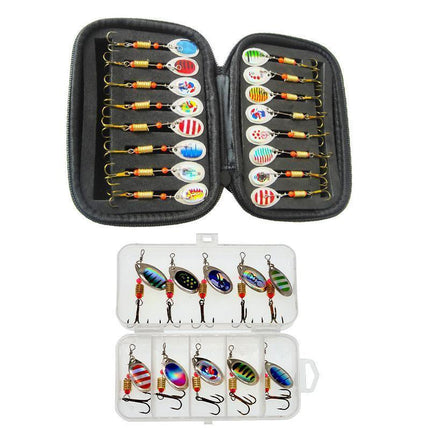 10/16PCS Fishing Lure Spinners Baits Spoon Set with Tackle Bag Trout Bass Tackle - B(10PCS).