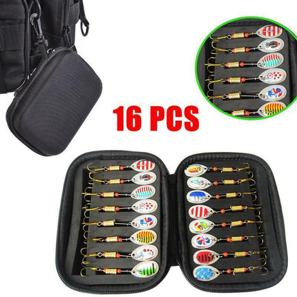 10/16PCS Fishing Lure Spinners Baits Spoon Set with Tackle Bag Trout Bass Tackle - B(10PCS).