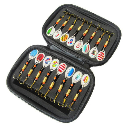 10/16PCS Fishing Lure Spinners Baits Spoon Set with Tackle Bag Trout Bass Tackle - B(10PCS).