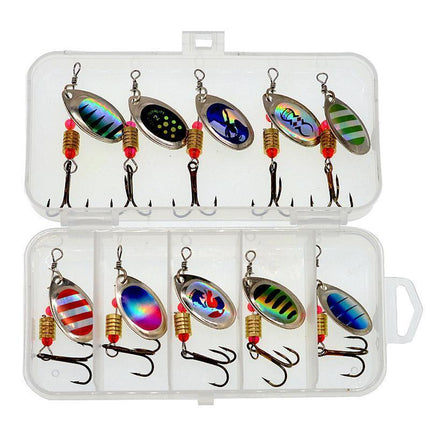 10/16PCS Fishing Lure Spinners Baits Spoon Set with Tackle Bag Trout Bass Tackle - B(10PCS).