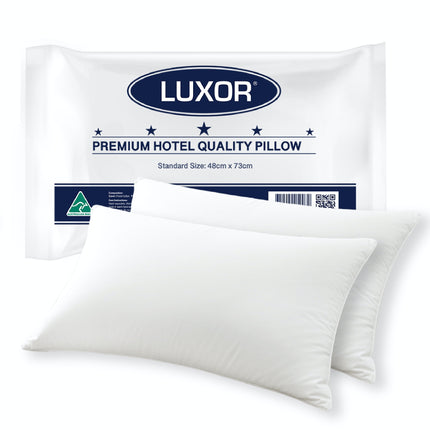 Luxor Australian Made Hotel Quality Pillow Standard Size Twin Pack.