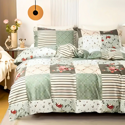 Dreamfields - Emerald Plaid Quilt Cover Set - (3pcs, King Size).