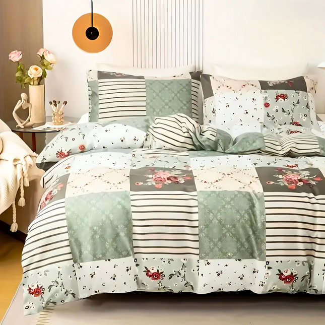 Dreamfields - Emerald Plaid Quilt Cover Set - (2pcs, Single Size).