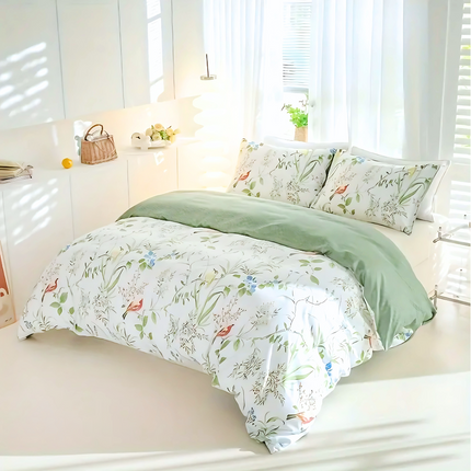 Dreamfields - Green Roost Quilt Cover Set - (3pcs, Double Size).