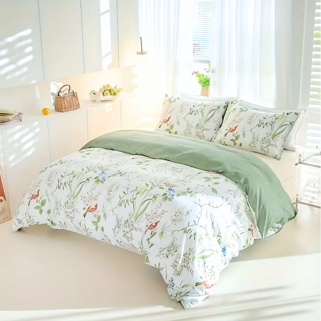 Dreamfields - Green Roost Quilt Cover Set - (3pcs, Double Size).