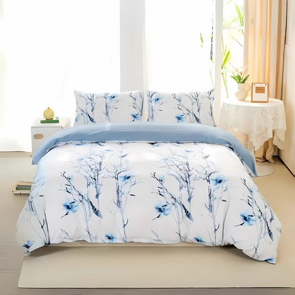 Dreamfields - Mist Floral Quilt Cover Set - (3pcs, Super King Size).