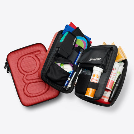 Glucology Diabetes Travel Cases | Textured Red, Plus.