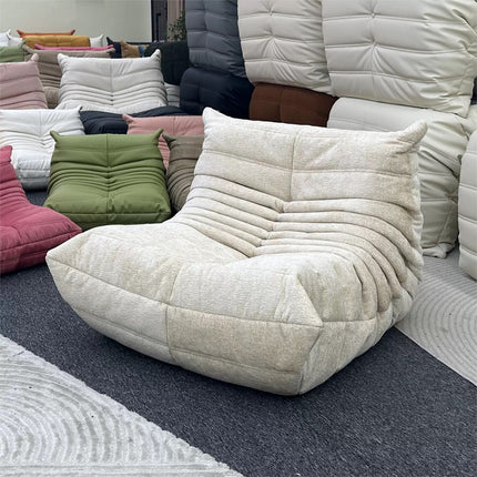 Vacuum-Packed, Comfy Mid Century Togo Lounge Sofa Modern Backrest White Corduroy Armless Retro Decorative Cozy Seat for Indoor.