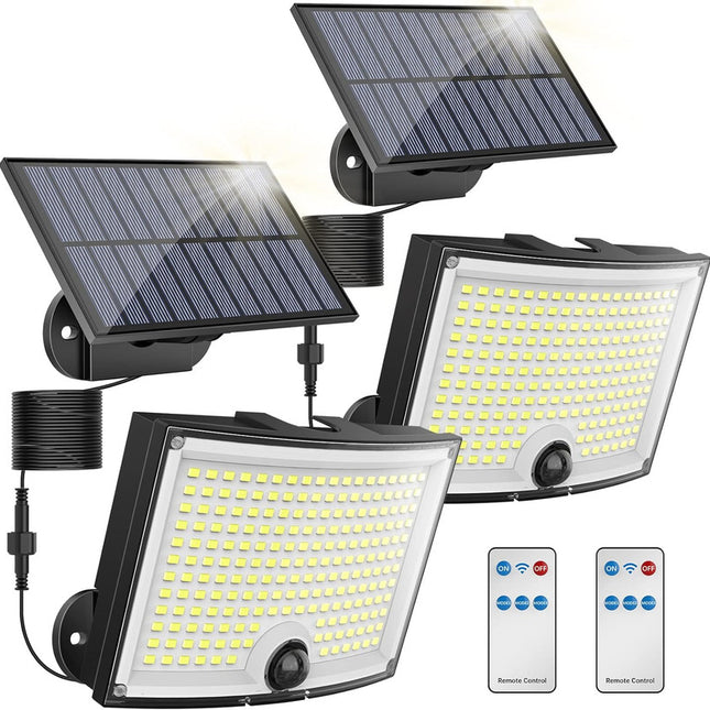 KagoLing Solar Lights Outdoor 202 LED Motion Sensor Lights IP65 Waterproof 120 Degree Beam Angle Solar Garden Lights 2 Pack with 5M Cable.