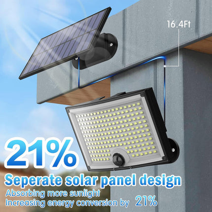KagoLing Solar Lights Outdoor 202 LED Motion Sensor Lights IP65 Waterproof 120 Degree Beam Angle Solar Garden Lights 2 Pack with 5M Cable.
