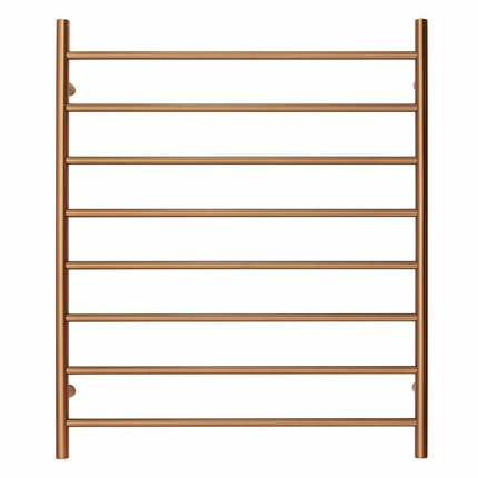 Premium Brushed Rose Gold Towel Rack - 8 Bars, Round Design, AU Standard, 1000x850mm Wide.