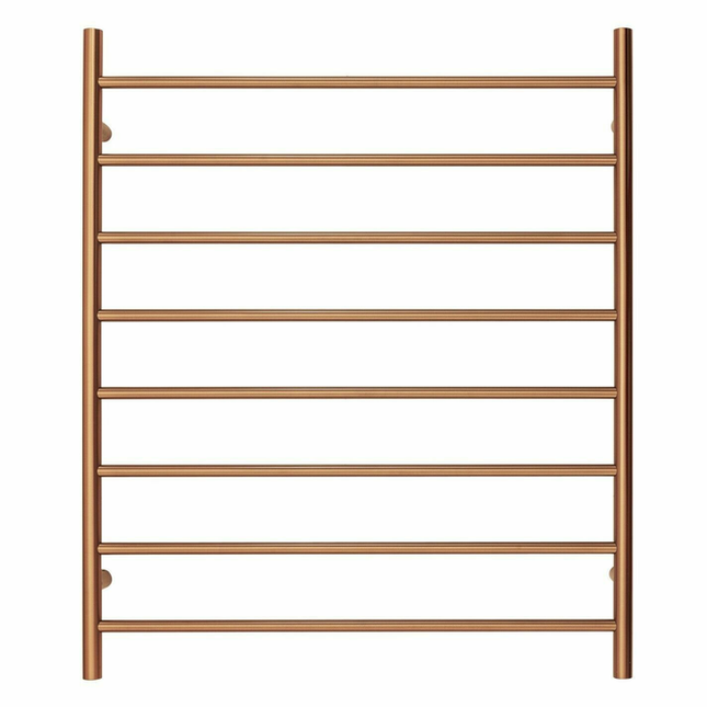 Premium Brushed Rose Gold Towel Rack - 8 Bars, Round Design, AU Standard, 1000x850mm Wide.