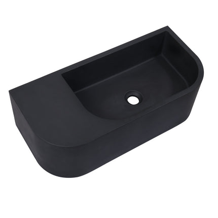 New Concrete Cement Wash Basin Counter Top Matte Black Wall Hung Basin.