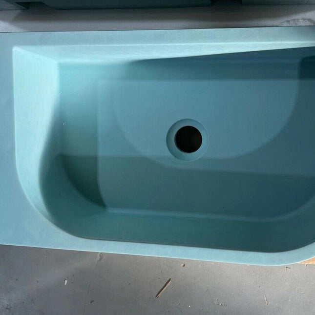 New Concrete Cement Wash Basin Counter Top Matte Teal Wall Hung Basin.