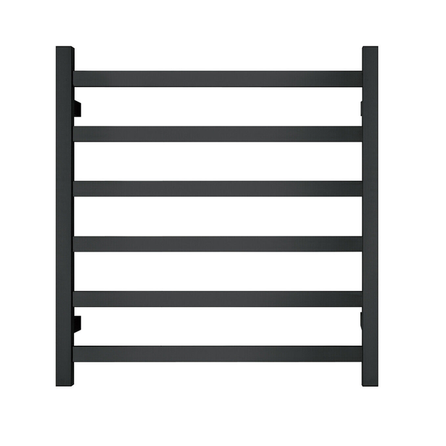 Premium Matte Black Towel Rack - 6 Bars, Square Design, AU Standard, 650x620mm Wide.