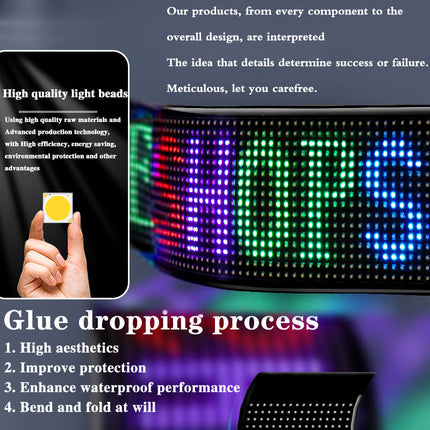 Programmable LED Matrix Panel Flexible Screen IP65 with APP Control 70*173mm.