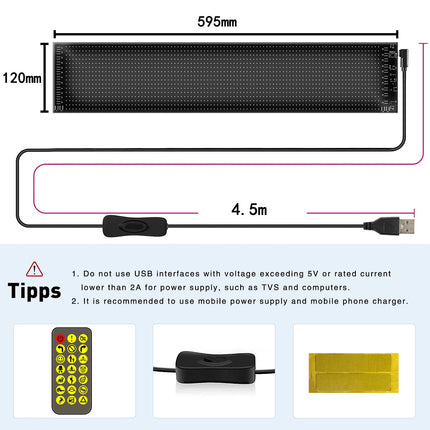 Programmable LED Matrix Panel Flexible Screen IP65 with APP Control 120*595mm.