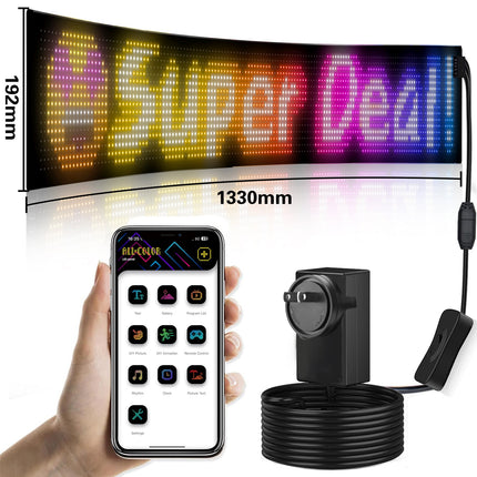 Programmable LED Matrix Panel Flexible Screen IP65 with APP Control 192*1330mm.