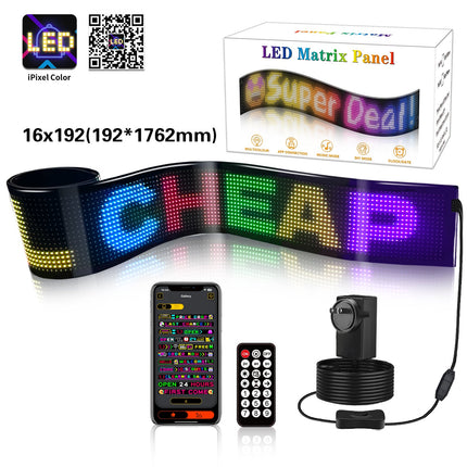 Programmable LED Matrix Panel Flexible Screen IP65 with APP Control 192*1762mm.