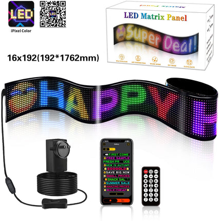 Programmable LED Matrix Panel Flexible Screen IP65 with APP Control 192*1762mm.