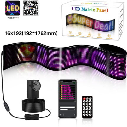 Programmable LED Matrix Panel Flexible Screen IP65 with APP Control 192*1762mm.