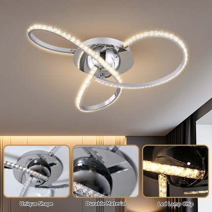 Irie Dimmable 3 Lights LED Ceiling Light - Chrome.