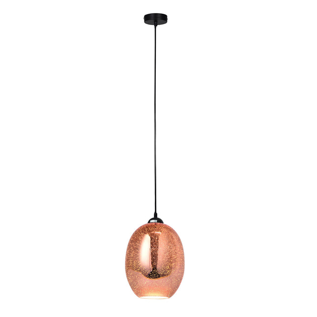 Moravian Glass Oval Pendant Light - Chrome.