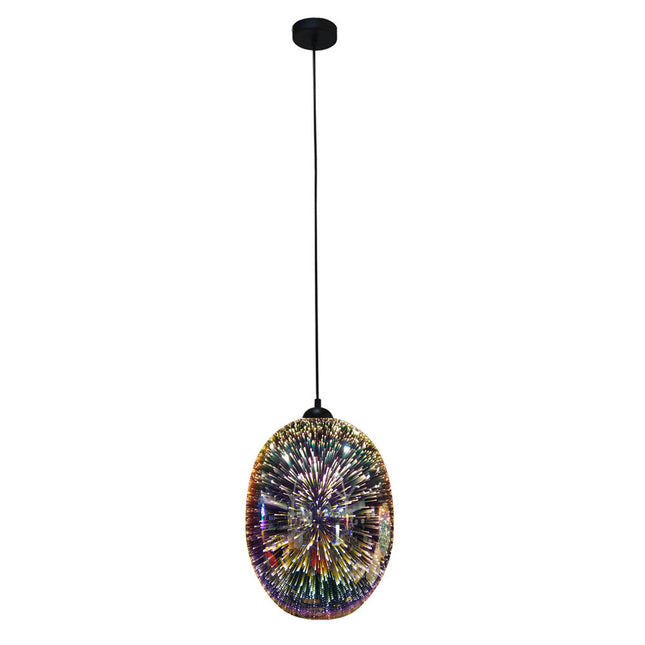Moravian Glass Oval Pendant Light - Copper.