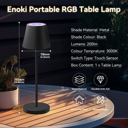Enoki Portable RGB Table Lamp - Black.