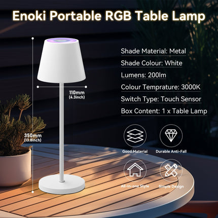 Enoki Portable RGB Table Lamp - White.