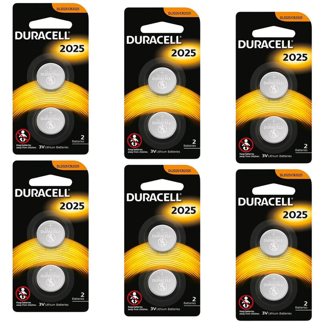 12x Duracell CR2025 Battery Lithium 3V Battery.