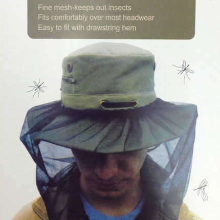 Mosquito Hat Net Head Protector Bee Bug Mesh Insect Mozzie Fishing Fly - Black.