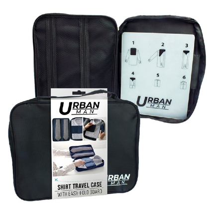 Urban Travel Shirt Organiser Bag Case Pouch w/ Fold Board 36cm x 26cm x 5cm in Black.