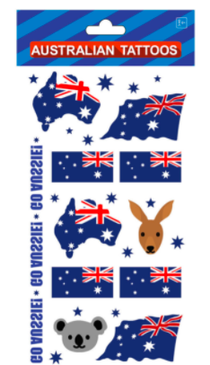 Body Tattoos Fake Temporary Face Australian Aussie Day Flag Contemporary Tats.