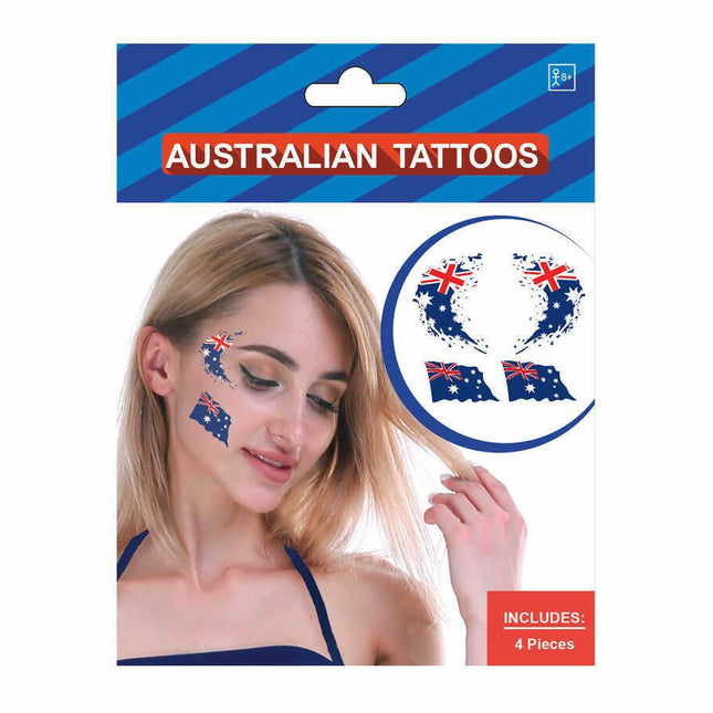 4pcs Australian Flag Face Tattoos Australia Day Soccer Tennis.