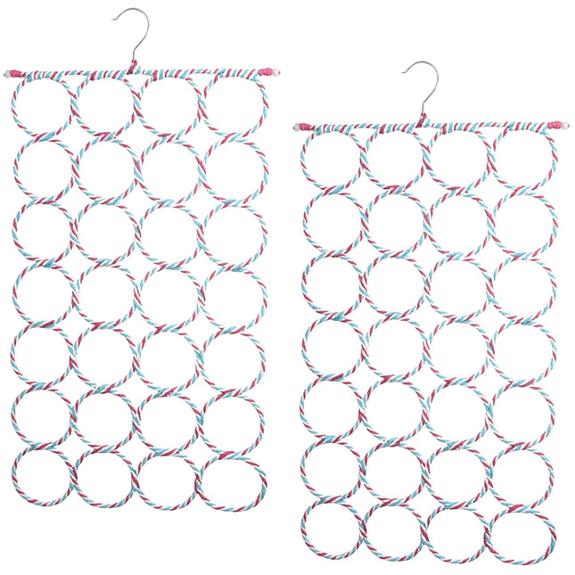 2x 24 Hole Scarf Hanger Holder Storage Tie Belt Scarf Organiser Space Saver.