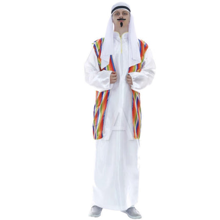 Arabian Man Costume Middle Eastern Party Sheik Dress Arab Pilgrim Sultan.