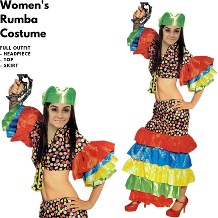 Womens FLAMENCO DANCER COSTUME Spanish Fancy Dress RUMBA Rio Carnival.