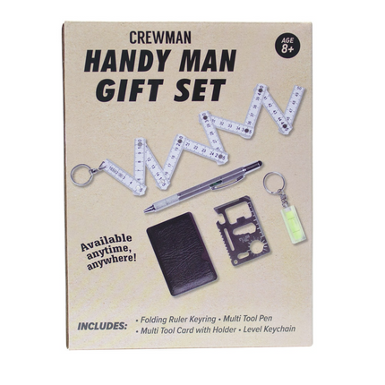 Handyman Gift Set Multi-Tool Keychain Level Ruler & Pen.