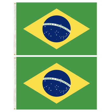 2x Brazil Country Flags Heavy Duty Brasil World Cup Brazilian  - 150cm x 90cm.