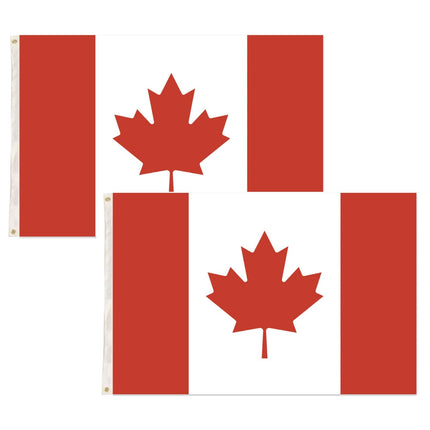 2x Canada Country Flags Heavy Duty Canadian Maple Leaf  - 150cm x 90cm.