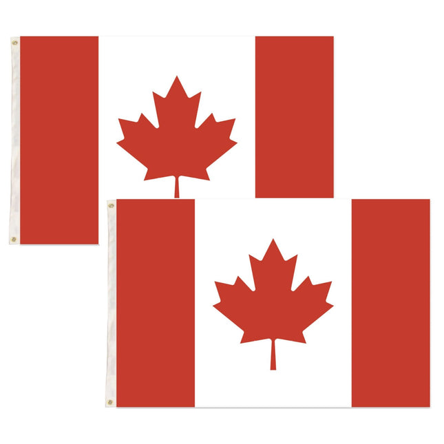 2x Canada Country Flags Heavy Duty Canadian Maple Leaf  - 150cm x 90cm.