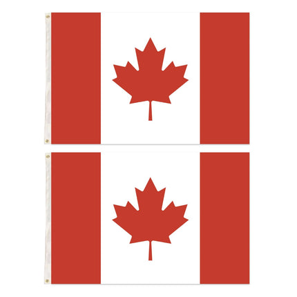 2x Canada Country Flags Heavy Duty Canadian Maple Leaf  - 150cm x 90cm.