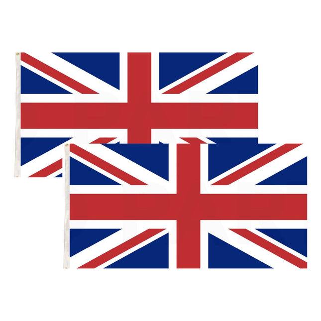 2x United Kingdom Country Flags Union Jack Great Britain UK Heavy Duty - 150cm x 90cm.